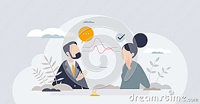 Active listening and speech hearing communication skills tiny person concept Vector Illustration