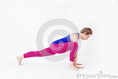 Pilates plank bent leg Stock Photo