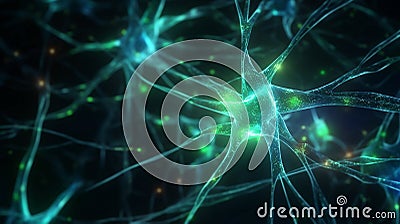 Active nerve cells, 3d rendering , healthy concept , Generative AI Stock Photo