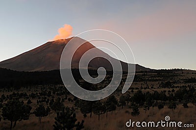 Active Popocatepetl volcano in Mexico Stock Photo