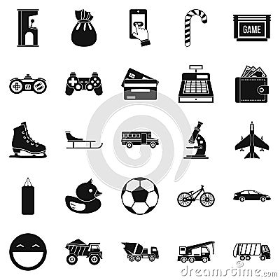 Active rest of child icons set, simple style Vector Illustration