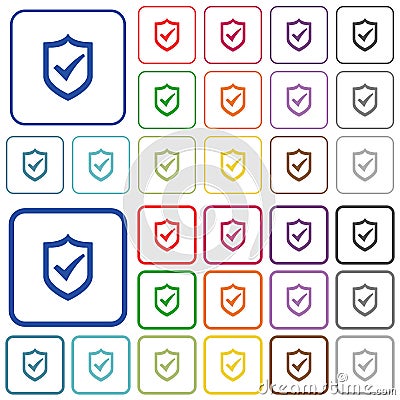 Active shield outlined flat color icons Stock Photo