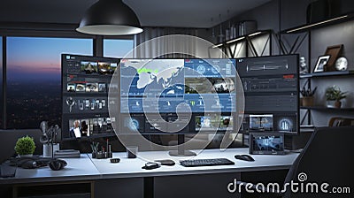 Active Shield - The Unblinking Eye of Real-Time Live Monitoring. Generative AI Stock Photo