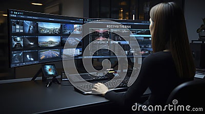 Active Shield - The Unblinking Eye of Real-Time Live Monitoring. Generative AI Stock Photo