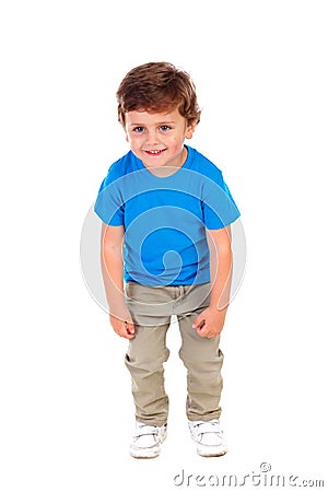 Active small child with blue t-shirt Stock Photo
