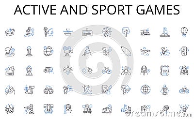 Active and sport games line icons collection. Investment, Funding, Startups, Entrepreneurs, Equity, Angels, Risks vector Vector Illustration