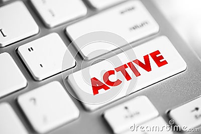 Active text button on keyboard, concept background Stock Photo