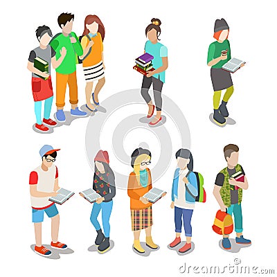 Active urban young student casual street people fl Vector Illustration