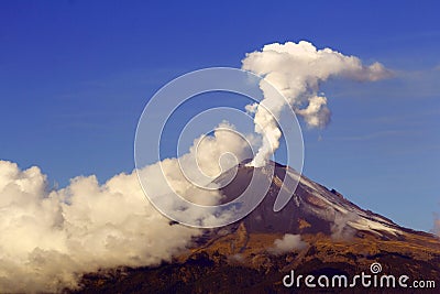 Active volcano Popocatepetl near the city of puebla, mexico Stock Photo