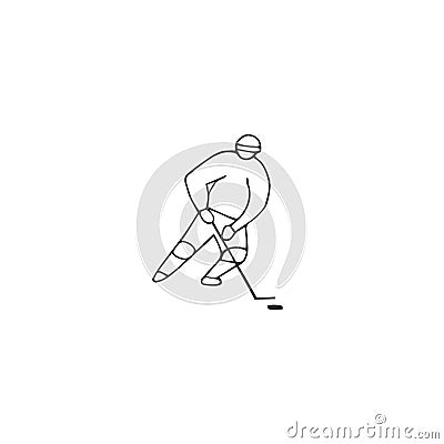 Active way of life. Professional sport. Vector hand drawn icon, a male hockey player. Vector Illustration