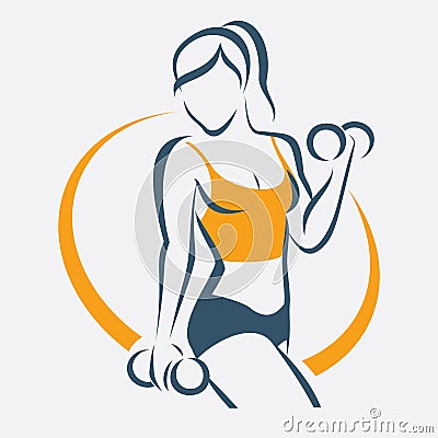 Active woman doing fitness symbol Vector Illustration