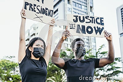 Activist movement protesting against racism and fighting for justice and equality Stock Photo