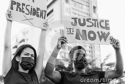 Activist social movement protesting against racism and fighting for justice and equality - Human and civil rights concept Stock Photo