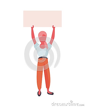 Activist woman with protest banner Vector Illustration