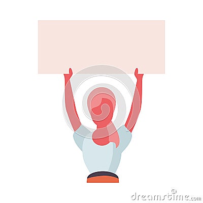 Activist woman with protest banner Vector Illustration