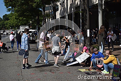 Activists Gather Across from Freedom Plaza before Taking Part in the Womenâ€™s March Editorial Stock Photo