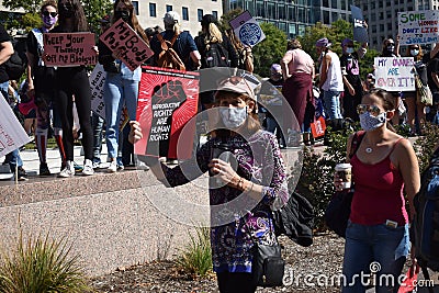 Activists Gather at Freedom Plaza to Support Abortion Rights before Taking Part in the Womenâ€™s March Editorial Stock Photo