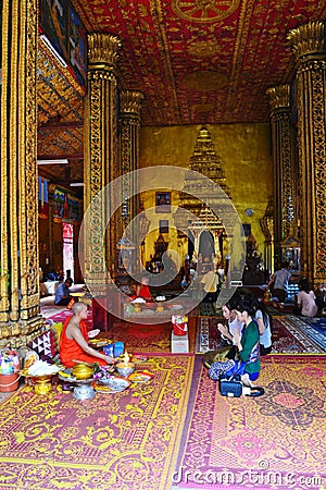 Activities at inside of Wat Simuang. Editorial Stock Photo