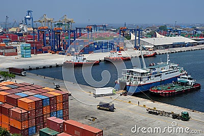 Activities in the port of Tanjung Priok Port Jakarta Editorial Stock Photo