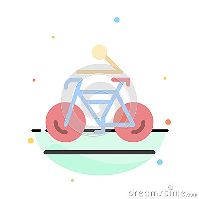 Activity, Bicycle, Bike, Biking, Cycling Abstract Flat Color Icon Template Vector Illustration