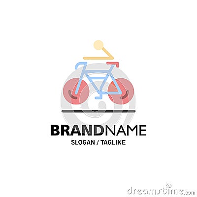 Activity, Bicycle, Bike, Biking, Cycling Business Logo Template. Flat Color Vector Illustration