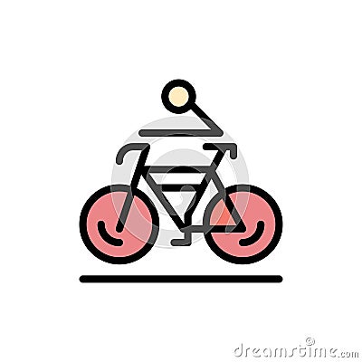 Activity, Bicycle, Bike, Biking, Cycling Flat Color Icon. Vector icon banner Template Vector Illustration
