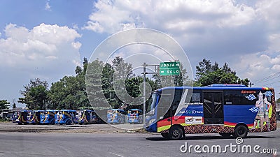 activity at the bus terminal Kartasura indonesia Editorial Stock Photo