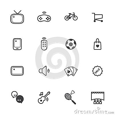 Activity and entertainment. Line icons set Vector Illustration
