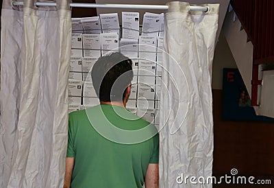 Activity at Polling station during elections day in Spain Editorial Stock Photo