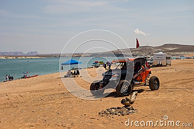 Activity at a popular vacation destination in the desert Editorial Stock Photo