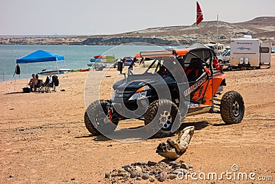 Activity at a popular vacation destination in the desert Editorial Stock Photo