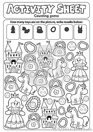 Activity sheet counting game 8 Vector Illustration