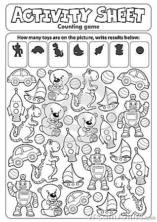 Activity sheet counting game 7 Vector Illustration