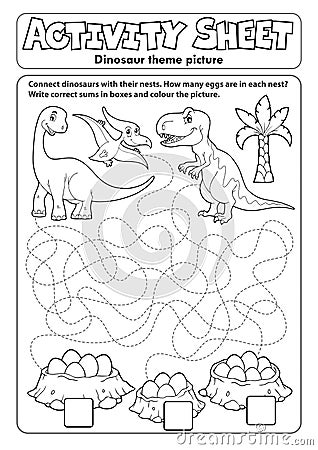 Activity sheet dinosaur theme 1 Vector Illustration