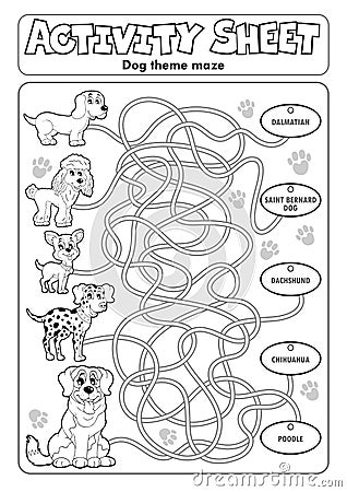 Activity sheet dog theme 1 Vector Illustration