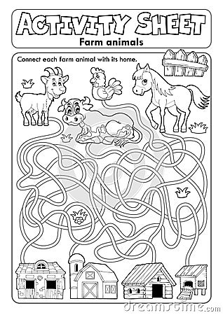 Activity sheet farm animals 1 Vector Illustration