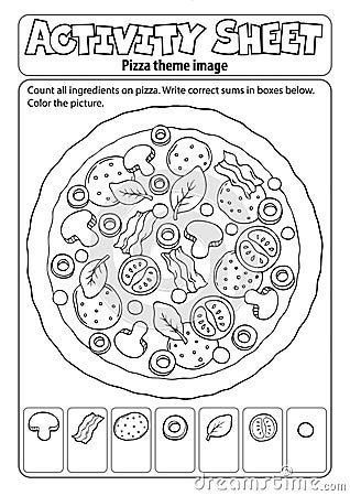 Activity sheet pizza theme 2 Vector Illustration