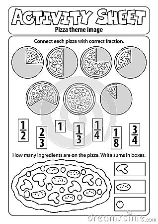 Activity sheet pizza theme 1 Vector Illustration