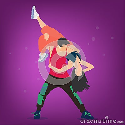 A couple performing bollywood style dance moves Stock Photo