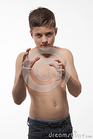 Actor athlete brunette boy Stock Photo