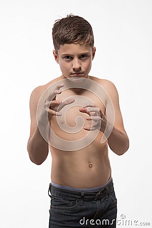 Actor athlete brunette boy Stock Photo