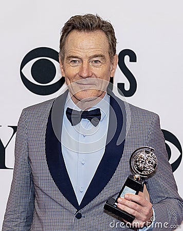 Bryan Cranston with his 2019 Tony Award in NYC Editorial Stock Photo