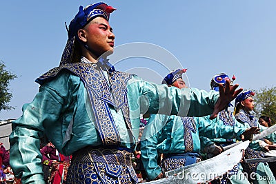 Actor dress up in parade for chinese opera show in beijing theatre festival Editorial Stock Photo