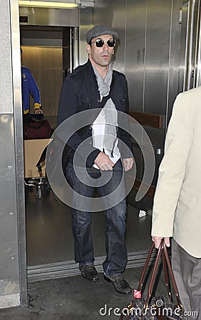 Actor john Hamm is seen at LAX . Nove Editorial Stock Photo