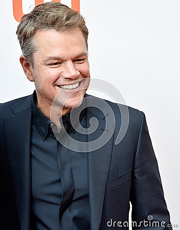 Actor Matt Damon at movie premiere of Ford v Ferrari at Toronto International Film Festival 2019 Editorial Stock Photo