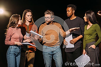 Actors and actresses rehearsing with theater Stock Photo