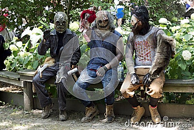 Actors costumed as scary creatures at the annual Bristol Renaissance Faire Editorial Stock Photo