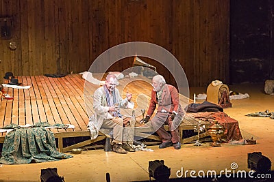 Actors on stage during a theatre play Editorial Stock Photo