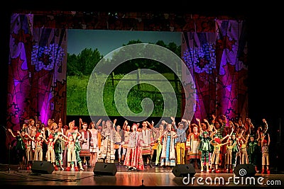 Actors of the national theatre Russian song , folk russian song national singer nadezhda babkina and deputy s. nesterova Editorial Stock Photo