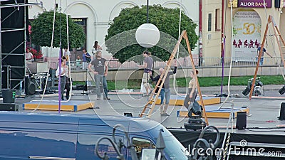 Actors Rehearsal of Galileo Show on Stage Editorial Stock Photo